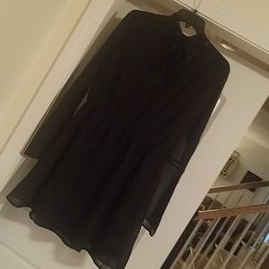 NWOT Black Bell Sleeve V Neck Chiffon Dress